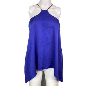 Milly Tank Top Womens Sz 4 Royal Blue Silk Satin‎ Halter Racerback